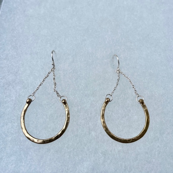 Baroni Jewelry - Baroni Sterling Silver and Gold plated Semi-circle Earrings
